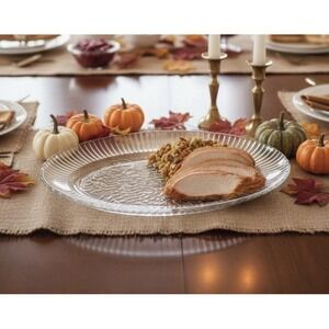 Toscany Collection 🔥Blanc 18" Clear Glass Oval 🦃Turkey Serving Platter Dish